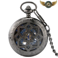 L'Alchimiste – Montre de Poche Squelette Gunmetal Chiffres Bleus - Gousset-heritage
