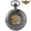 L'Alchimiste – Montre de Poche Squelette Gunmetal Chiffres Bleus - Vue 3 - Gousset-heritage
