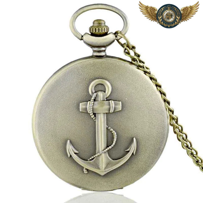 L'Ancre du Capitaine - Montre Gousset Hunter Case Bronze Antique - cadran marin - Gousset-heritage