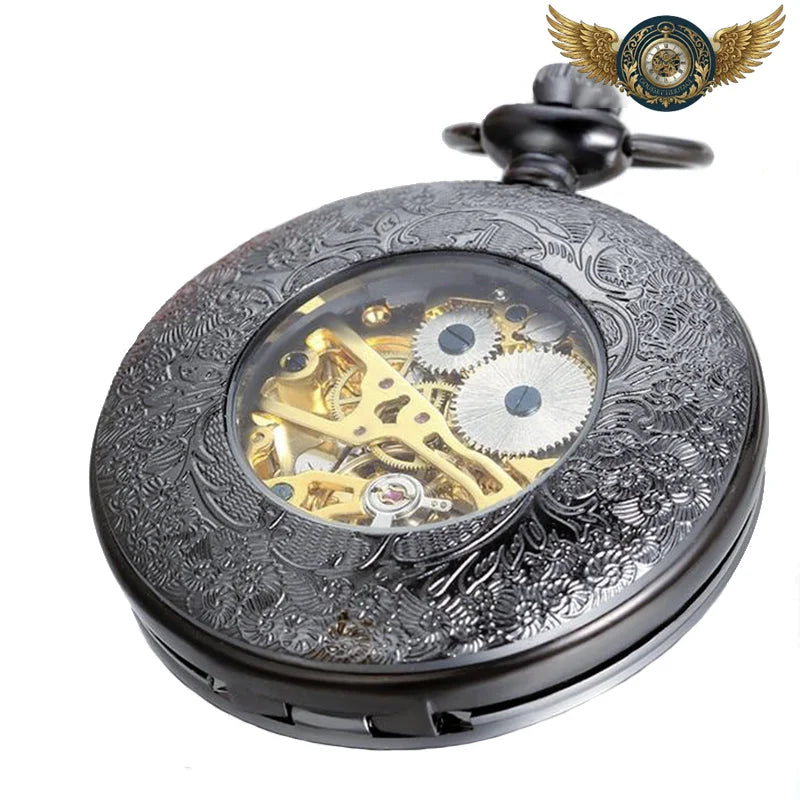 L'Anthracite Dandy - Montre Gousset Mécanique Gravée 48mm - Vue 3 - Gousset-heritage