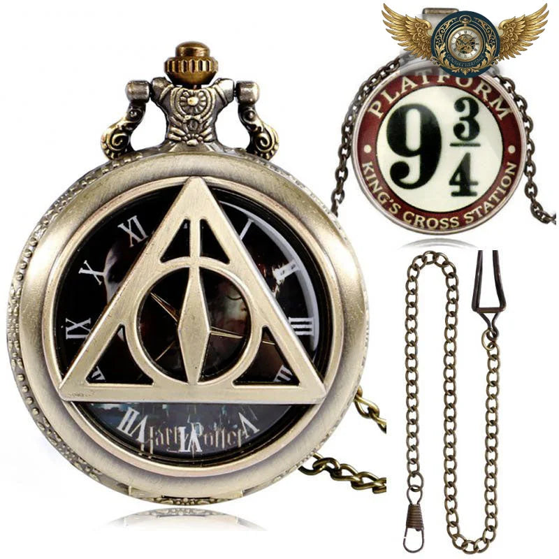 L'Antique | Montre de Poche Bronze Demi-Chasseur & Collier Sautoir - Vue 2 - Gousset-heritage