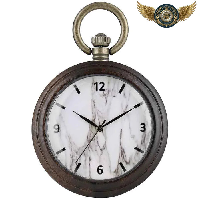 L'Arboreal - Montre de poche en bois précieux | Cadran Marbré Quartz - Vue 1 - Gousset-heritage