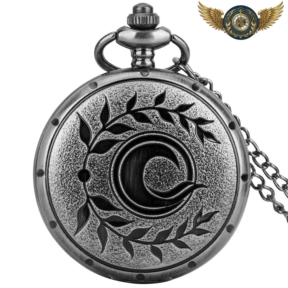 L'Arcane Nocturne - Montre Gousset Anthracite Gravée Quartz - 80cm - Gousset-heritage