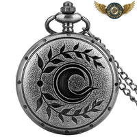 L'Arcane Nocturne - Montre Gousset Anthracite Gravée Quartz - modèle 80cm - Gousset-heritage