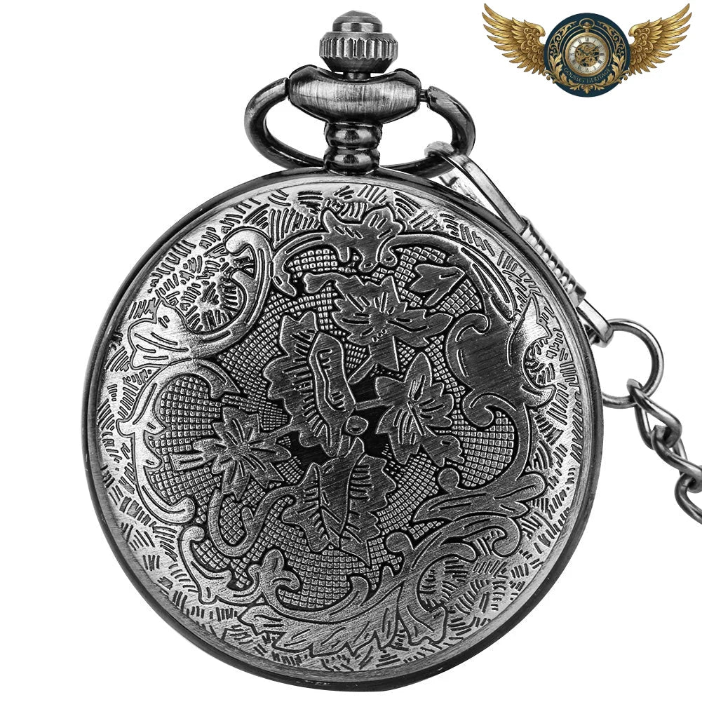 L'Arcane Nocturne - Montre Gousset Anthracite Gravée Quartz - Vue 4 - Gousset-heritage