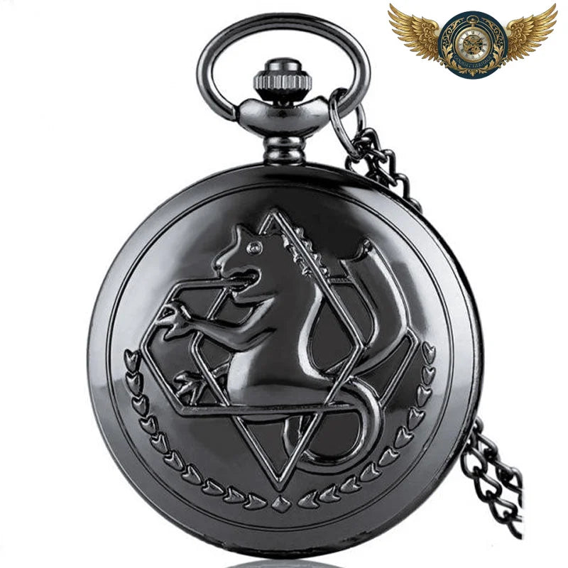 L'Arcane Nocturne - Montre Gousset Noir Gravé Quartz Unisexe - Vue 2 - Gousset-heritage