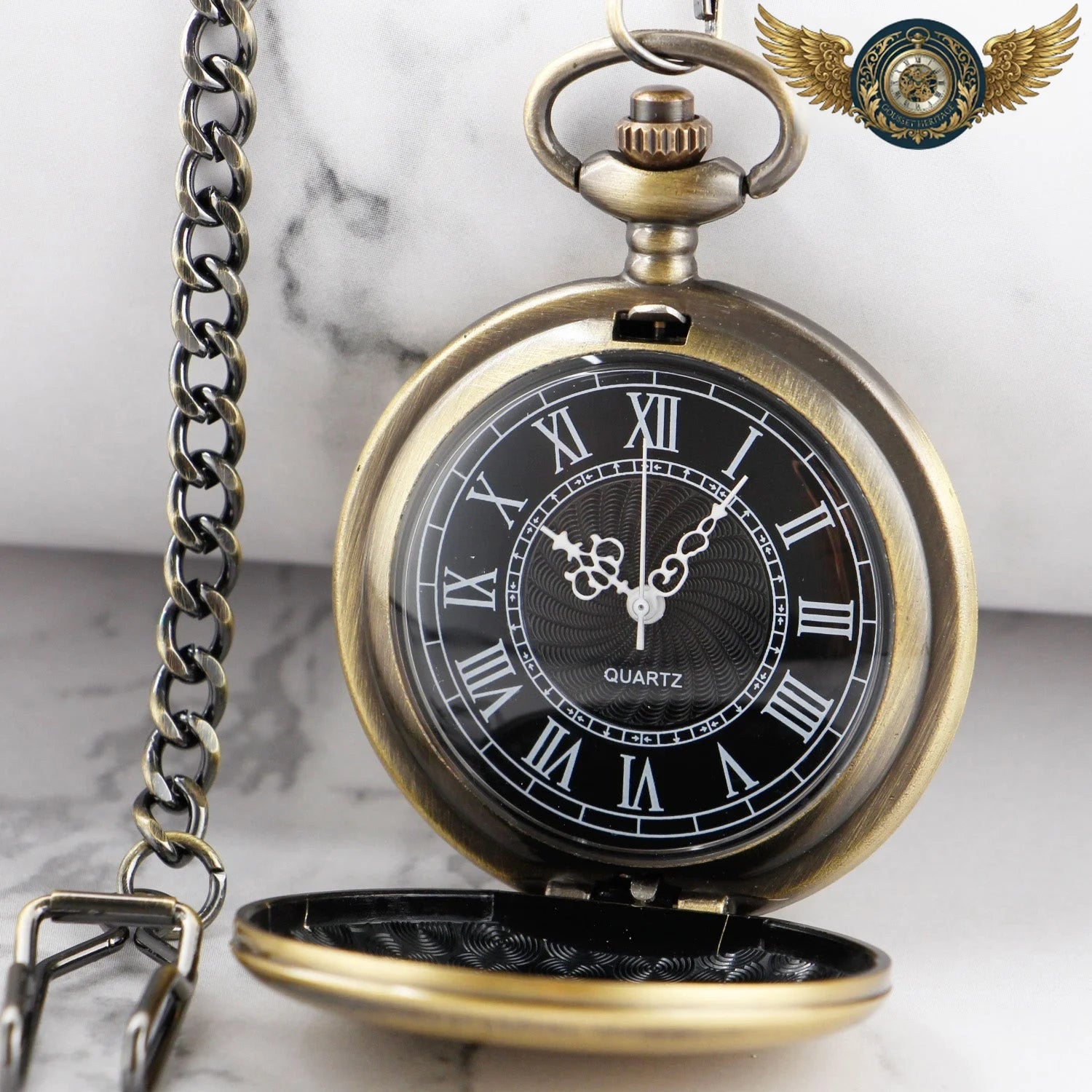 L'Archétype - Montre Gousset Chasseur Acier Poli Précision Quartz - Vue 6 - Gousset-heritage