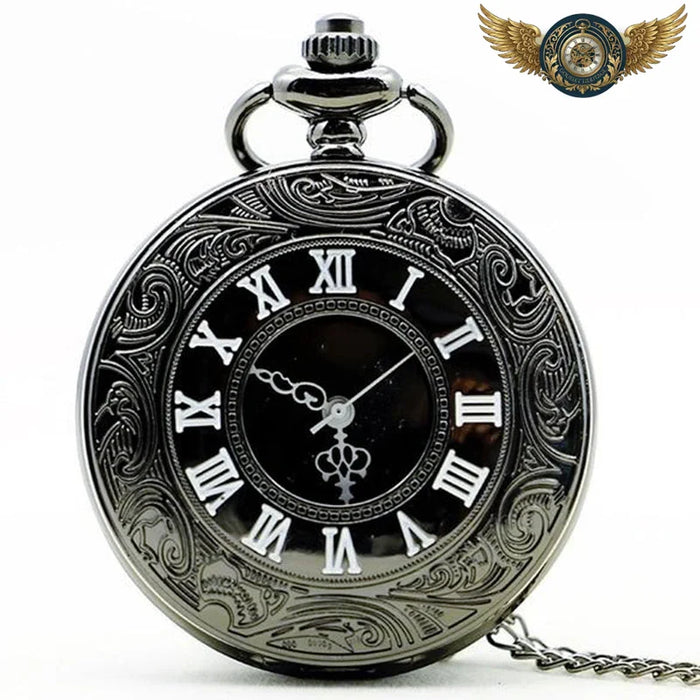 L'Archiduc - Montre Gousset Demi-Chasseur Gravée Anthracite - Noir - Gousset-heritage