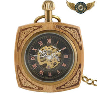 L'Architecte - Montre Gousset Mécanique Carrée en Bois Clair - Gousset-heritage