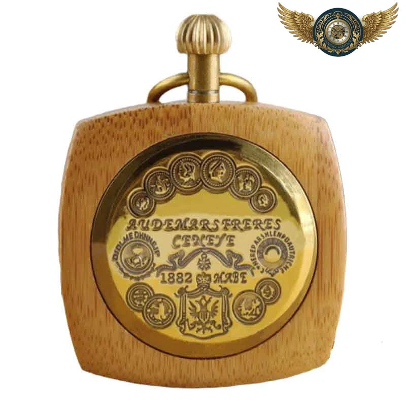 L'Architecte - Montre Gousset Mécanique Carrée en Bois Clair