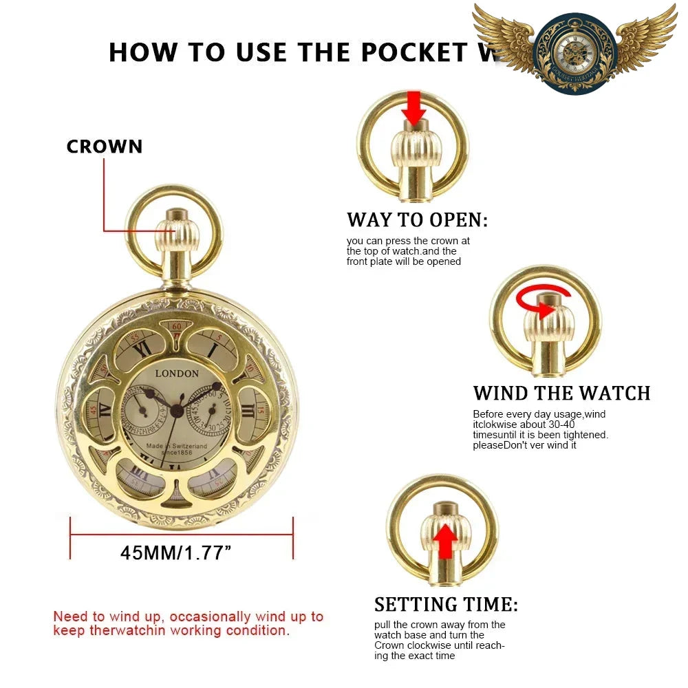 L'Architecte | Montre de Poche Squelette Demi-Chasseur Bronze - Vue 6 - Gousset-heritage