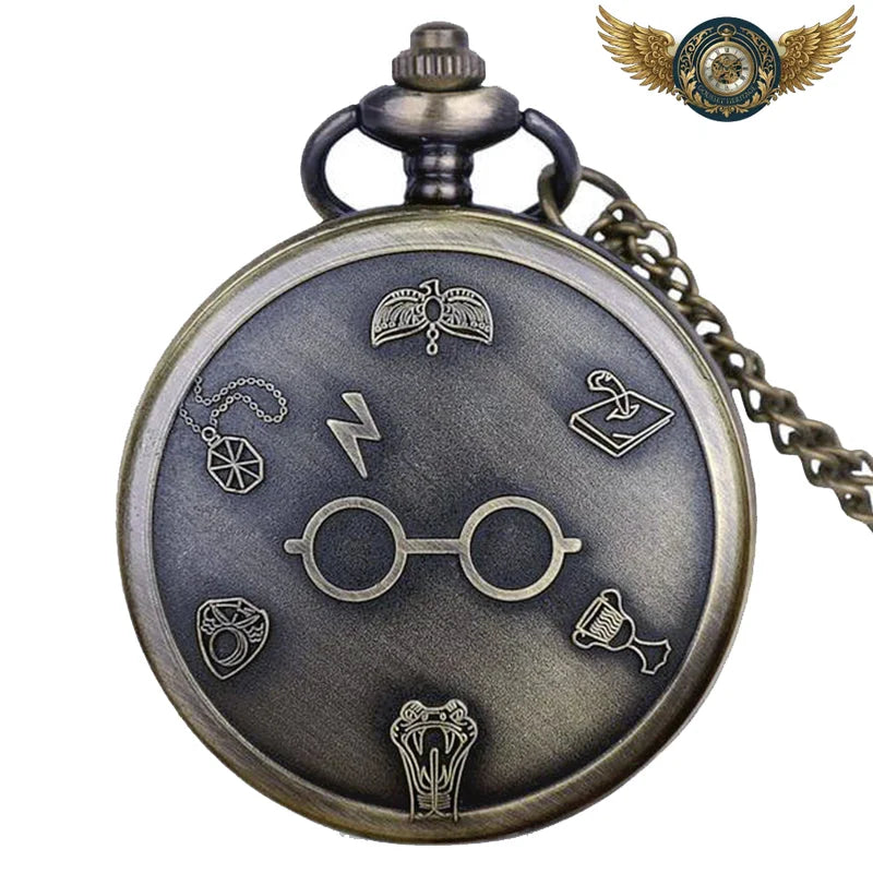L'Archiviste | Montre Gousset Chasseur Quartz Steampunk Gravée - Bronze - Gousset-heritage