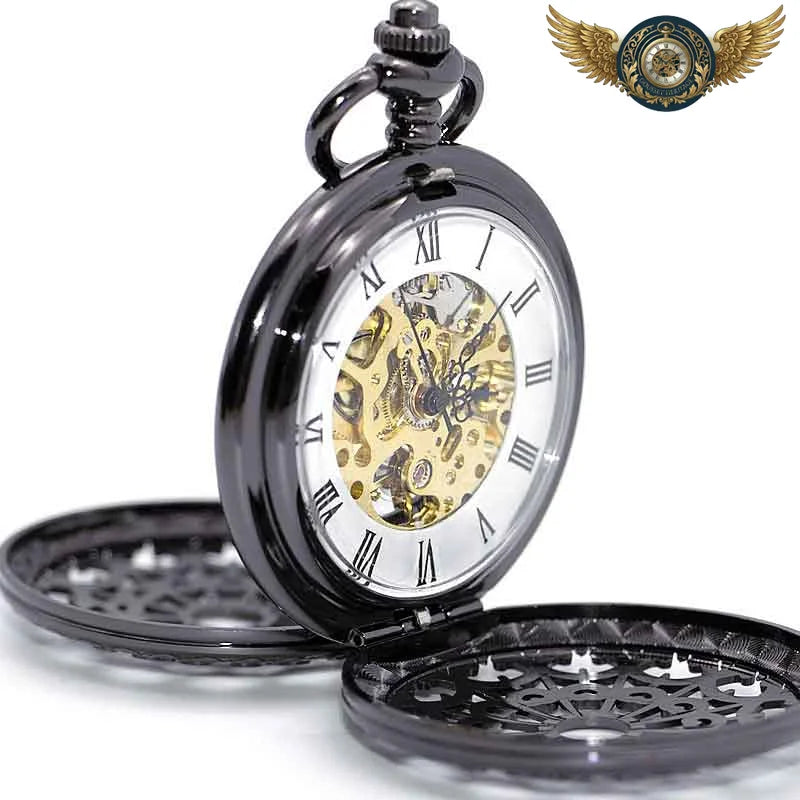 L'Archiviste – Montre Gousset Squelette Gunmetal Ajouré