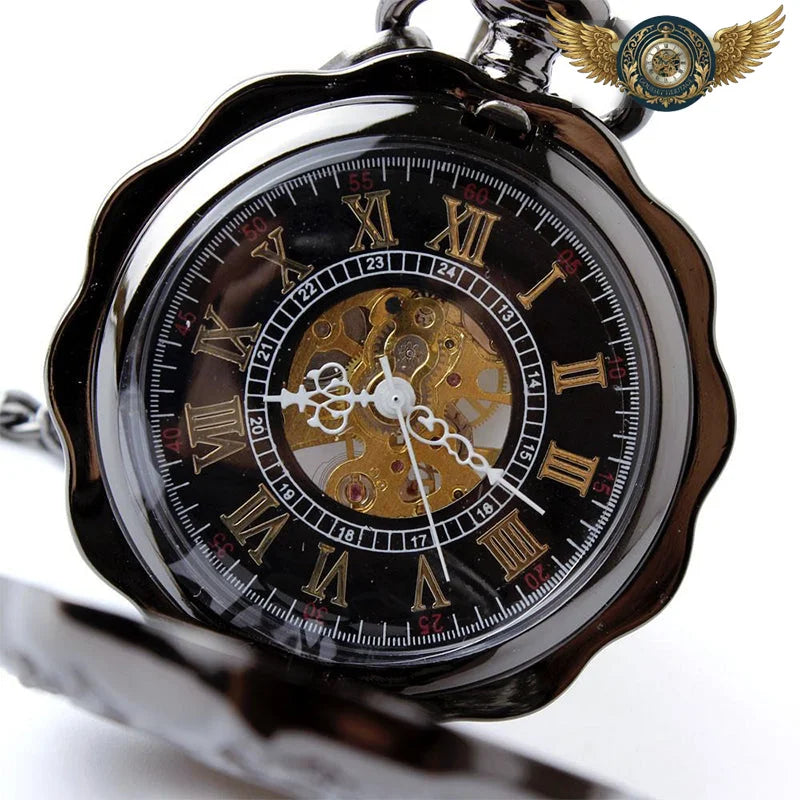L'Archiviste – Montre de Poche Squelette Demi-Chasseur Gunmetal - Vue 2 - Gousset-heritage