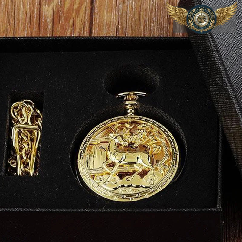 L'Aristocrate - Montre Gousset Cerf Gravé Néo-Victorien Quartz