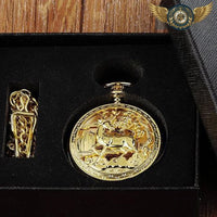 L'Aristocrate - Montre Gousset Cerf Gravé Néo-Victorien Quartz - modèle Coffret or - Gousset-heritage
