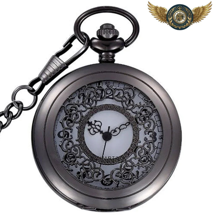L'Aristocrate - Montre Gousset Demi-Chasseur à Filigrane Floral - Noir - Gousset-heritage