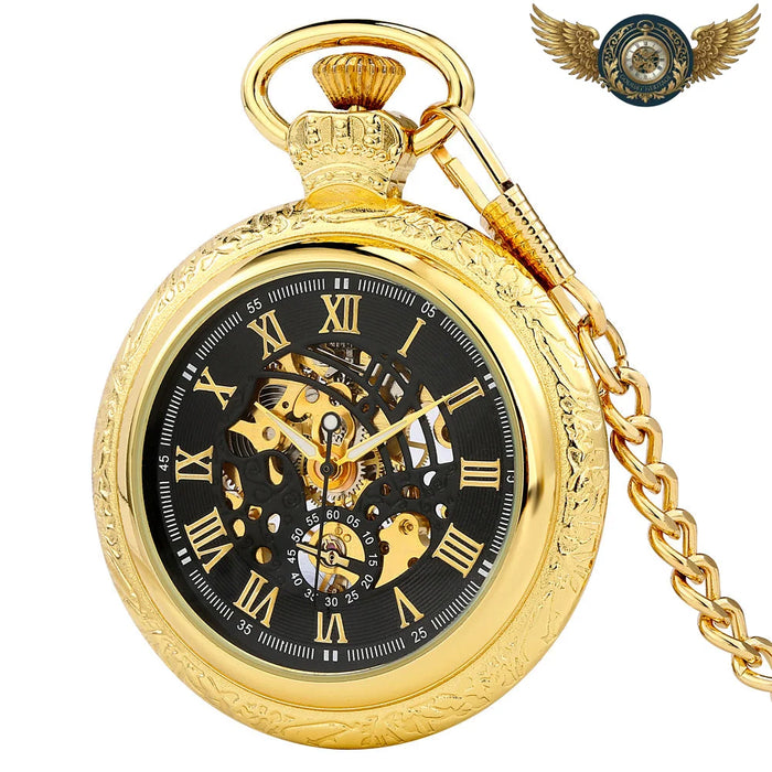 L'Aristocrate - Montre Gousset Squelette Mécanique Or & Gravures - Vue 1 - Gousset-heritage