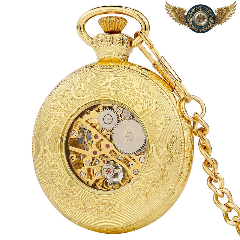 L'Aristocrate - Montre Gousset Squelette Mécanique Or & Gravures