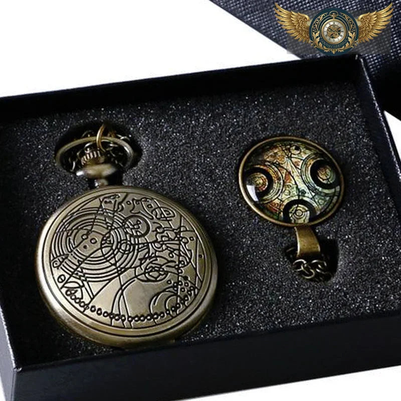 L'Artefact | Montre de Poche Chasseur Quartz Bronze Gravé - Marron - Gousset-heritage