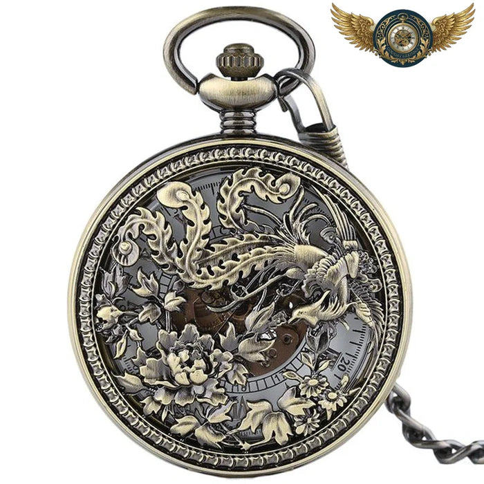 L'Ascension – Montre Gousset Automatique Bronze Gravé Phénix - Vue 1 - Gousset-heritage