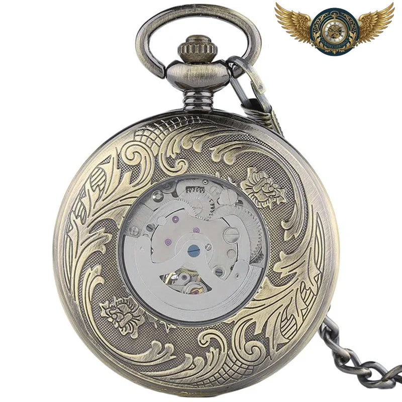 L'Ascension – Montre Gousset Automatique Bronze Gravé Phénix - Vue 3 - Gousset-heritage