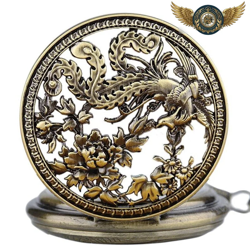 L'Ascension – Montre Gousset Automatique Bronze Gravé Phénix - Vue 4 - Gousset-heritage
