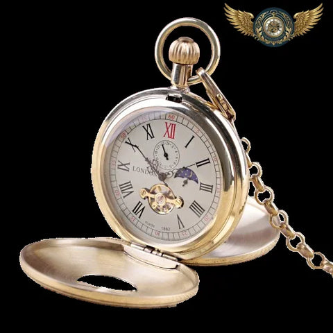 L'Astrale – Montre Gousset Dorée Mécanique | Phase de Lune - Vue 1 - Gousset-heritage
