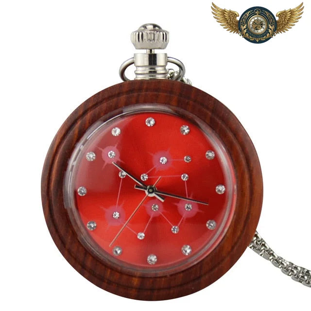 L'Astre Céleste - Montre Gousset en Bambou & Cadran Étoilé - Bois rouge - Gousset-heritage