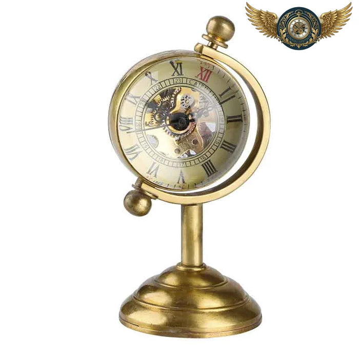 L'Astrolabe - Horloge de Bureau Squelette Laiton Pivotant - Vue 1 - Gousset-heritage