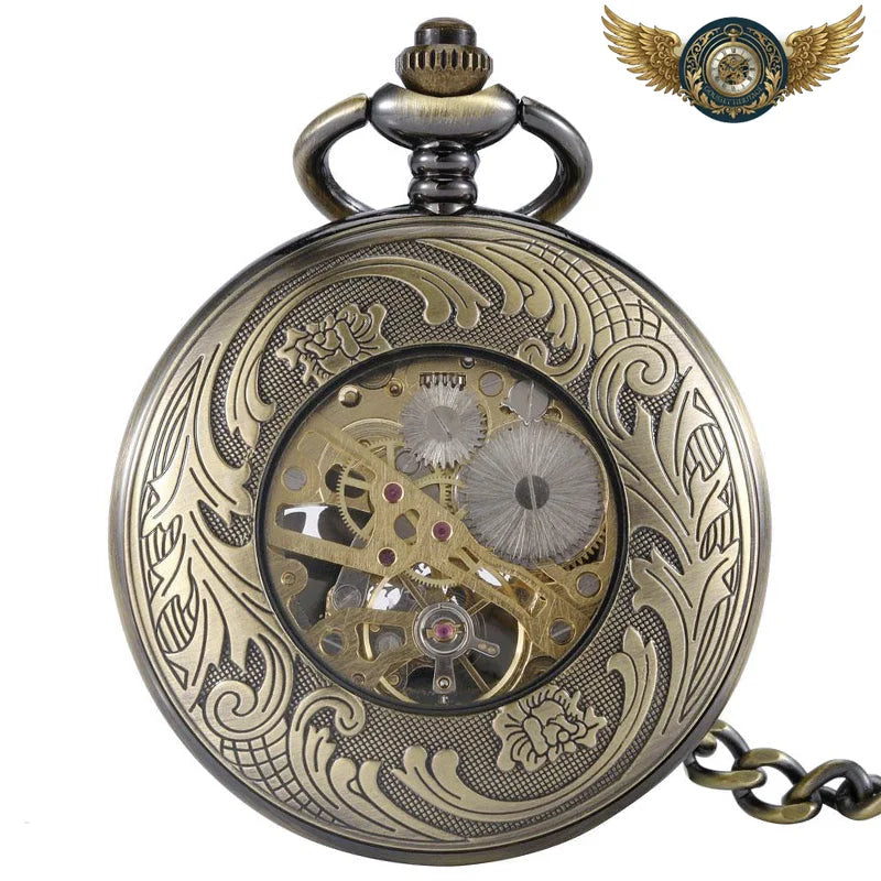 L'Astrolabe - Montre Gousset Mécanique Chasseur Bronze Squelette - Vue 4 - Gousset-heritage