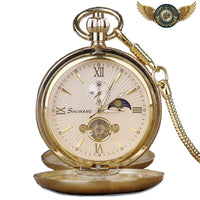 L'Astronome - Montre de Poche Mécanique Double Hunter Dorée - Gousset-heritage