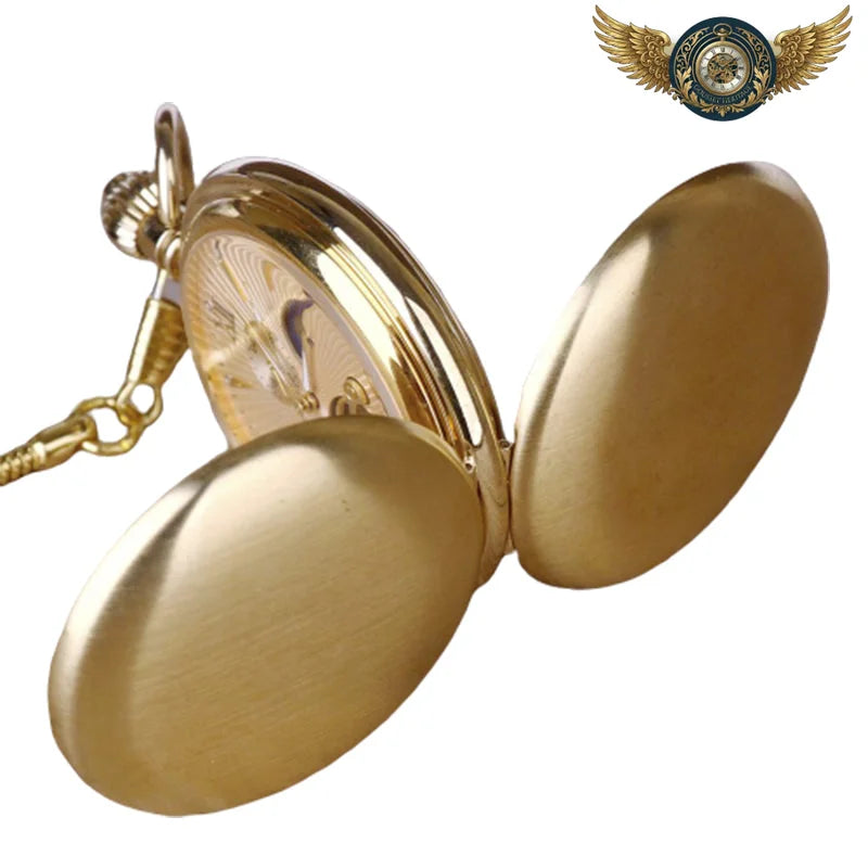 L'Astronome - Montre de Poche Mécanique Double Hunter Dorée - Vue 3 - Gousset-heritage
