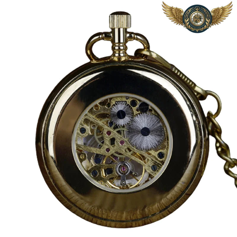 L'Audace - Montre Gousset Open Heart Mécanique Dorée 50mm