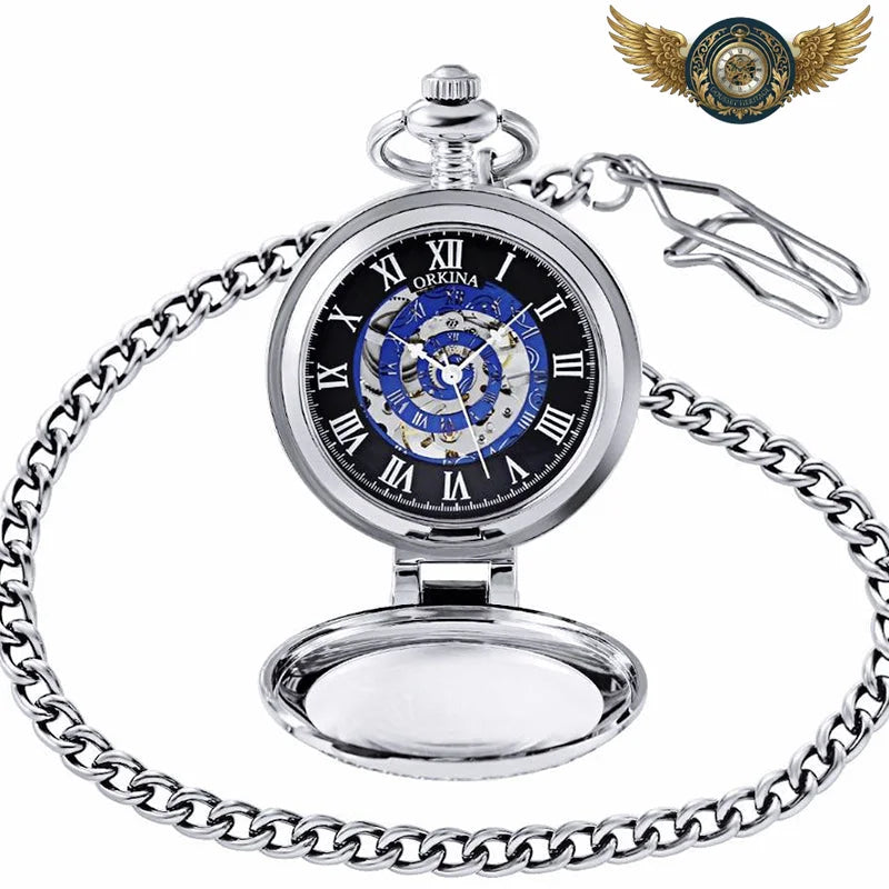 L'Automate Cobalt - Montre Gousset Squelette Automatique Acier - Vue 3 - Gousset-heritage