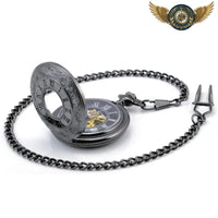 L'Automate Noir - Montre Gousset Mécanique Squelette Demi-Chasseur - modèle Chaine Glissière de ceinture (37cm) - Gousset-heritage