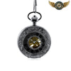 L'Automate Noir - Montre Gousset Mécanique Squelette Demi-Chasseur - Chaine Collier (80cm) - Gousset-heritage