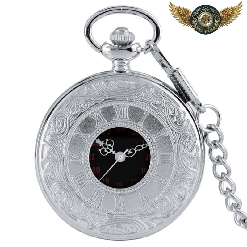 L'Autoritaire - Montre de Poche Demi-Savonnette Noire Gravée - Argent - Gousset-heritage