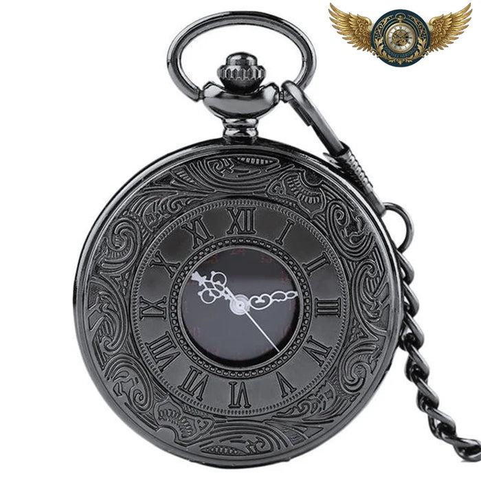 L'Autoritaire - Montre de Poche Demi-Savonnette Noire Gravée - Noir - Gousset-heritage