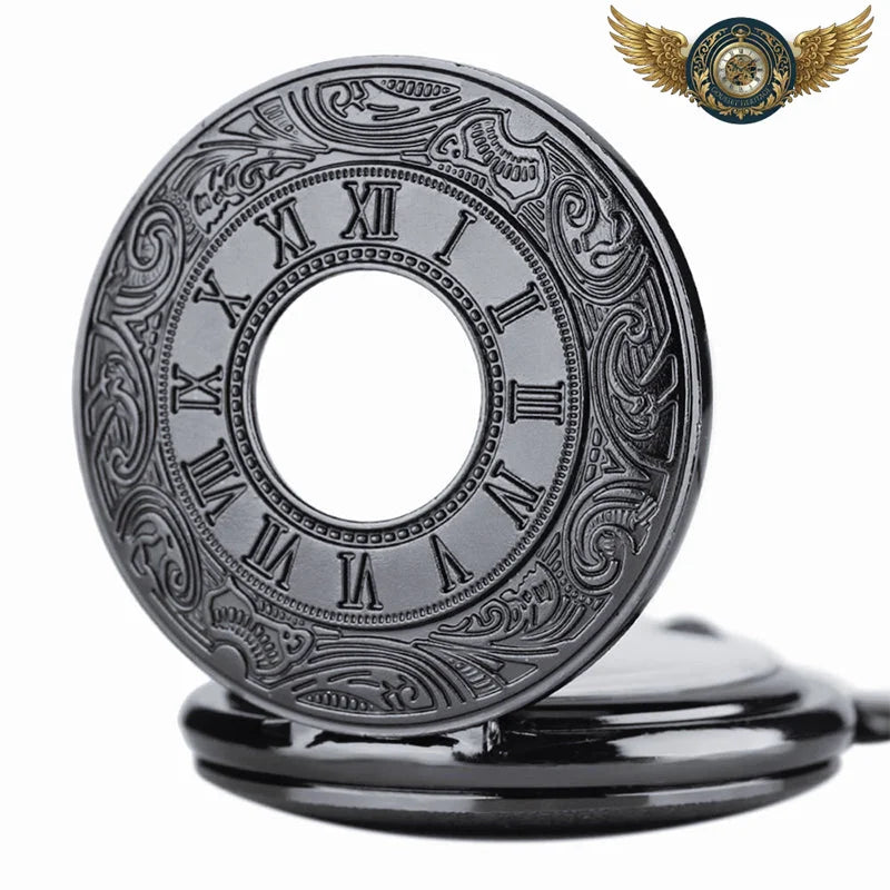 L'Autoritaire - Montre de Poche Demi-Savonnette Noire Gravée - Vue 4 - Gousset-heritage