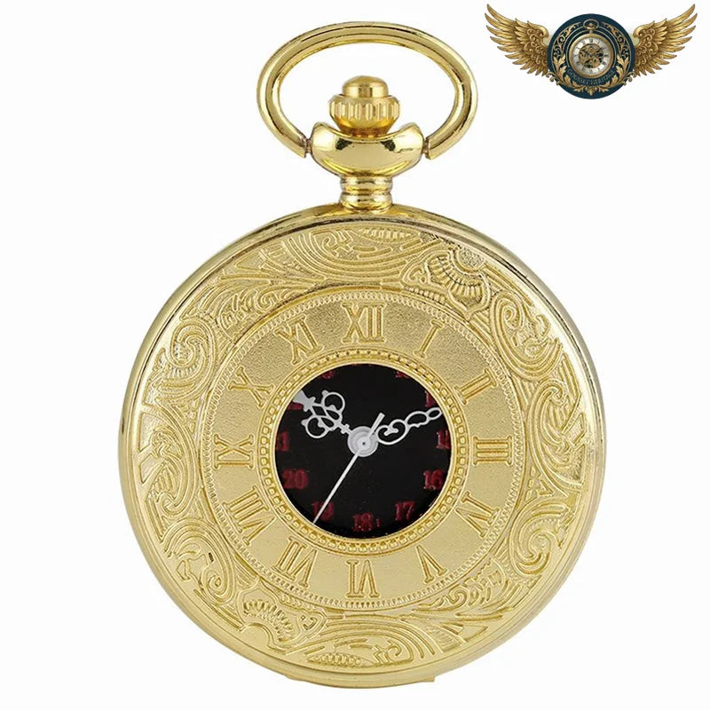 L'Autoritaire - Montre de Poche Demi-Savonnette Noire Gravée - Or - Gousset-heritage