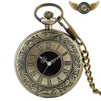 L'Autoritaire - Montre de Poche Demi-Savonnette Noire Gravée - modèle Bronze - Gousset-heritage