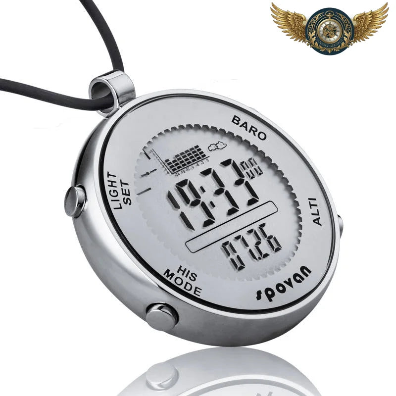 L'Aventurier - Montre de Poche Digitale Baromètre Acier Inoxydable - Vue 4 - Gousset-heritage