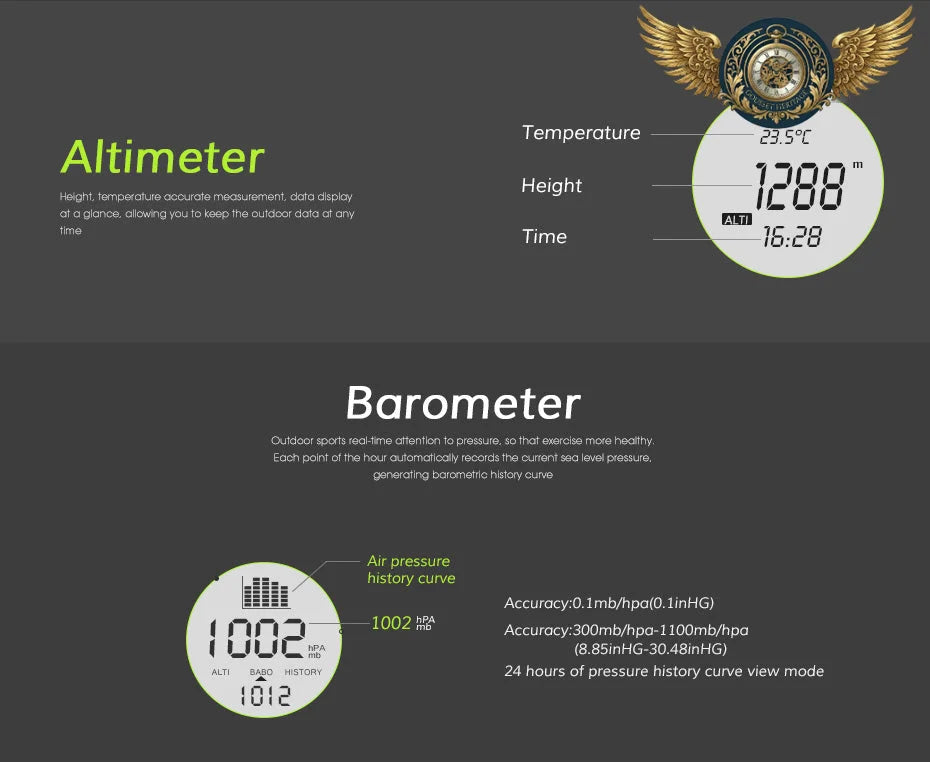 L'Aventurier - Montre de Poche Digitale Baromètre Acier Inoxydable - Vue 5 - Gousset-heritage