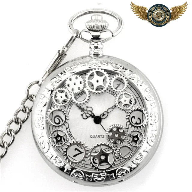 L'Aviateur - Montre à Gousset Chasseur Steampunk Quartz 45mm - Argent - Gousset-heritage