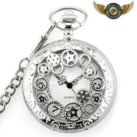 L'Aviateur - Montre à Gousset Chasseur Steampunk Quartz 45mm - modèle Argent - Gousset-heritage