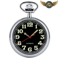 L'Aviateur Gravé - Montre Gousset Automatique Acier Argenté - Gousset-heritage