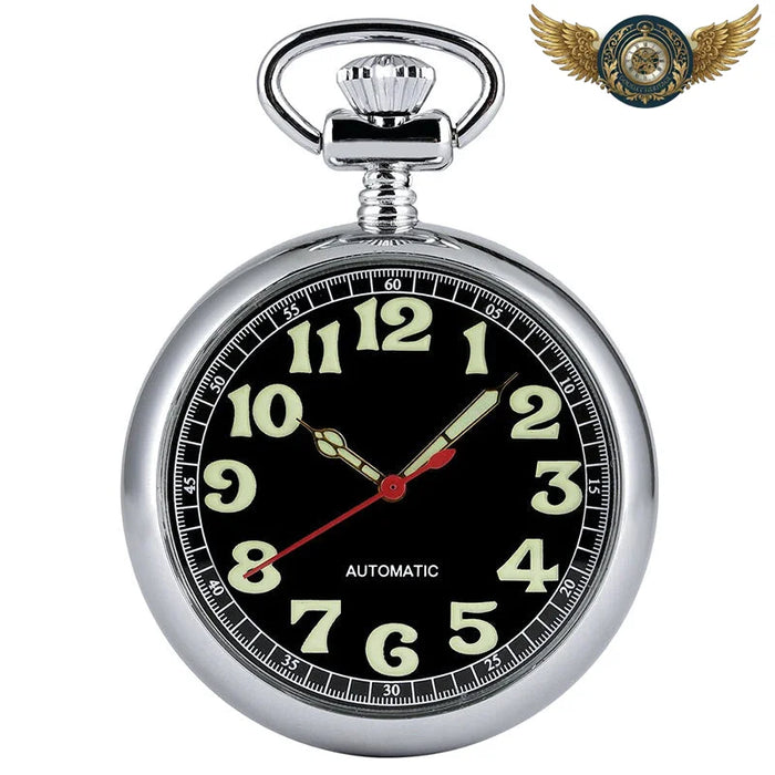L'Aviateur Gravé - Montre Gousset Automatique Acier Argenté - Argent - Gousset-heritage