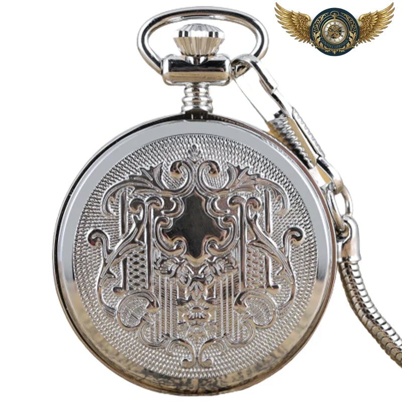 L'Aviateur Gravé - Montre Gousset Automatique Acier Argenté