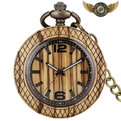 Acheter L'Ébène - Montre Gousset Quartz Bois & Bronze Patiné Contemporain - Gousset-heritage